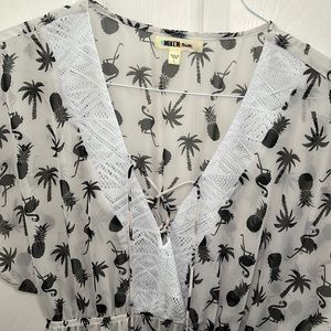 Miken Swim Flamingo and Pineapple Coverup in Size L